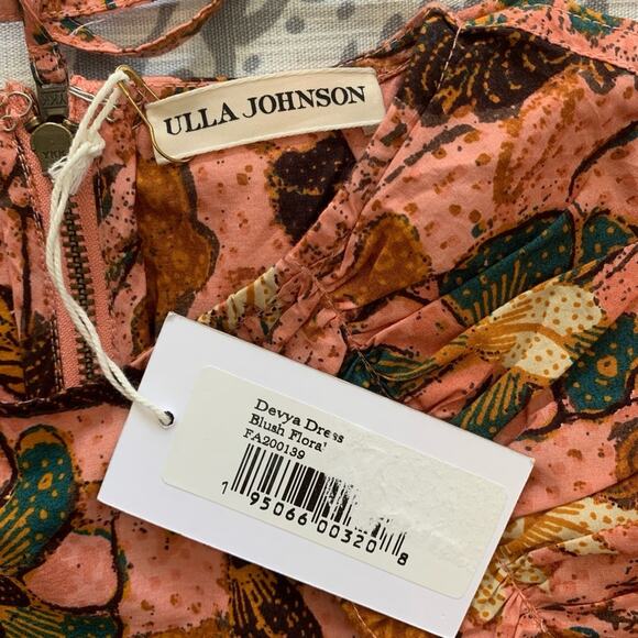 NEW Ulla Johnson Devya Mini Dress (Sz 0) Puff Sleeve Ruffle Trim Blush Floral - Picture 12 of 14